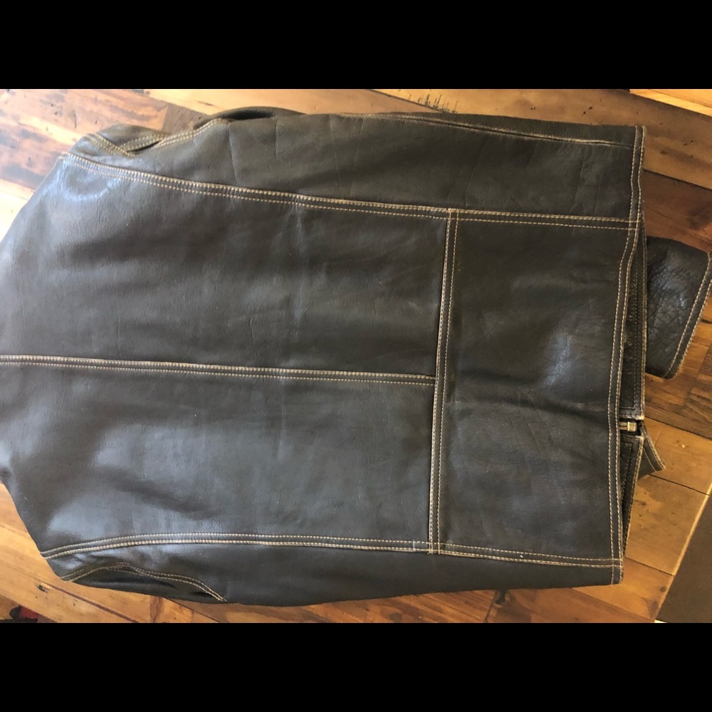 Men’s Black “distressed” leather moto jacket